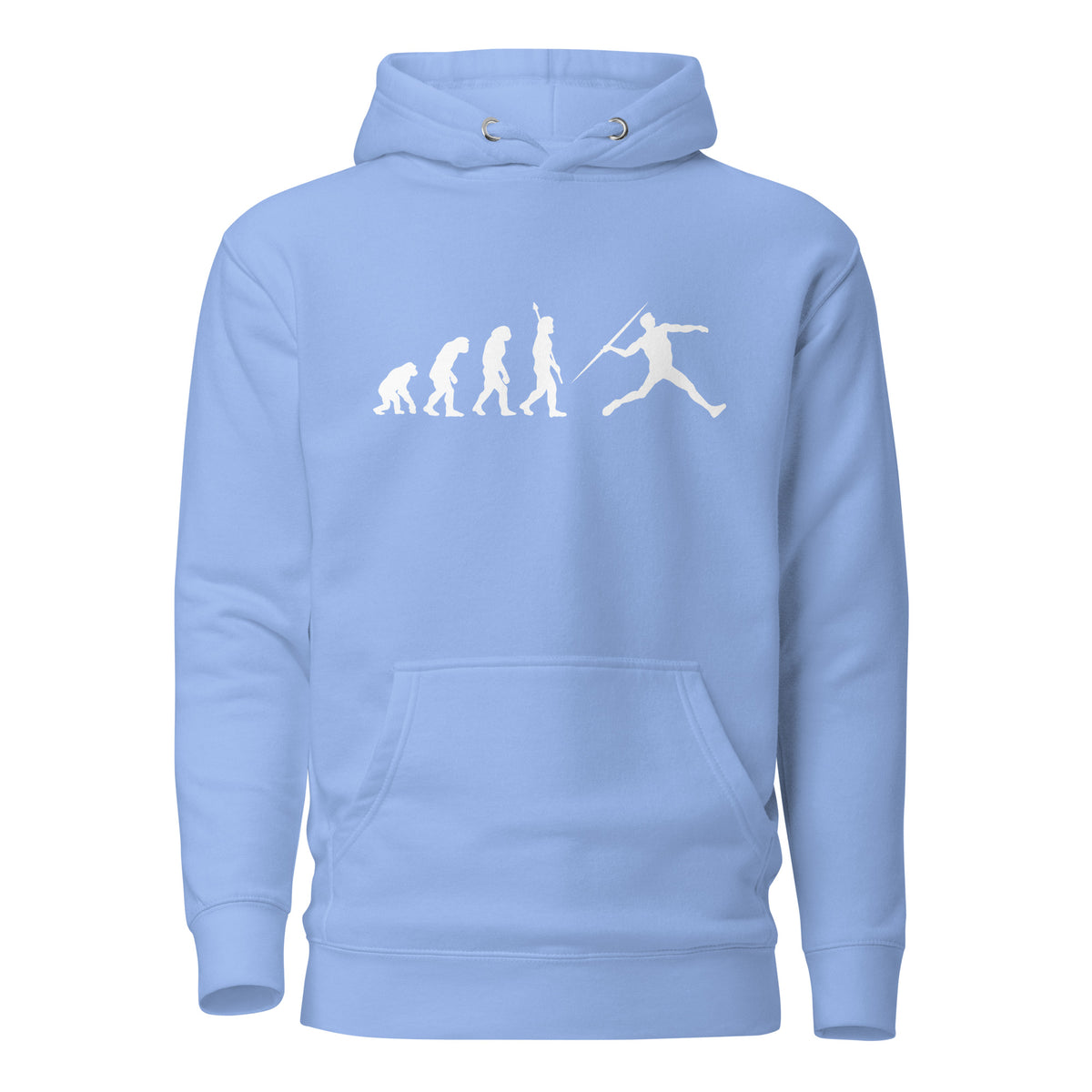 Funny Javelin Throw Hoodie: Human Evolution carolina blue