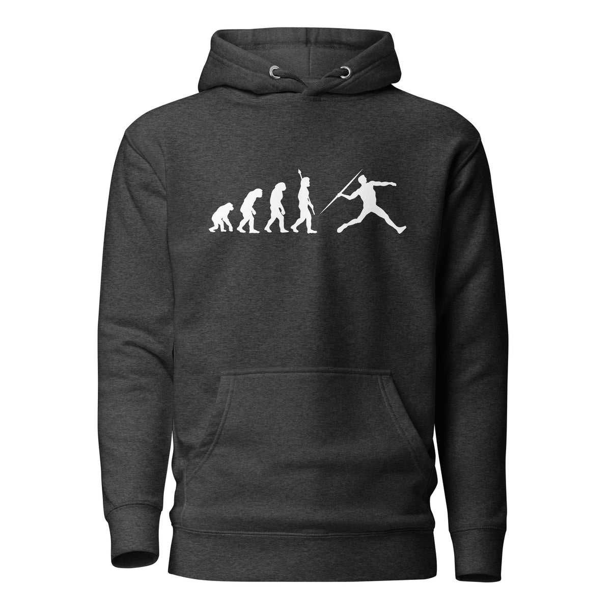 Funny Javelin Throw Hoodie: Human Evolution charcoal heather