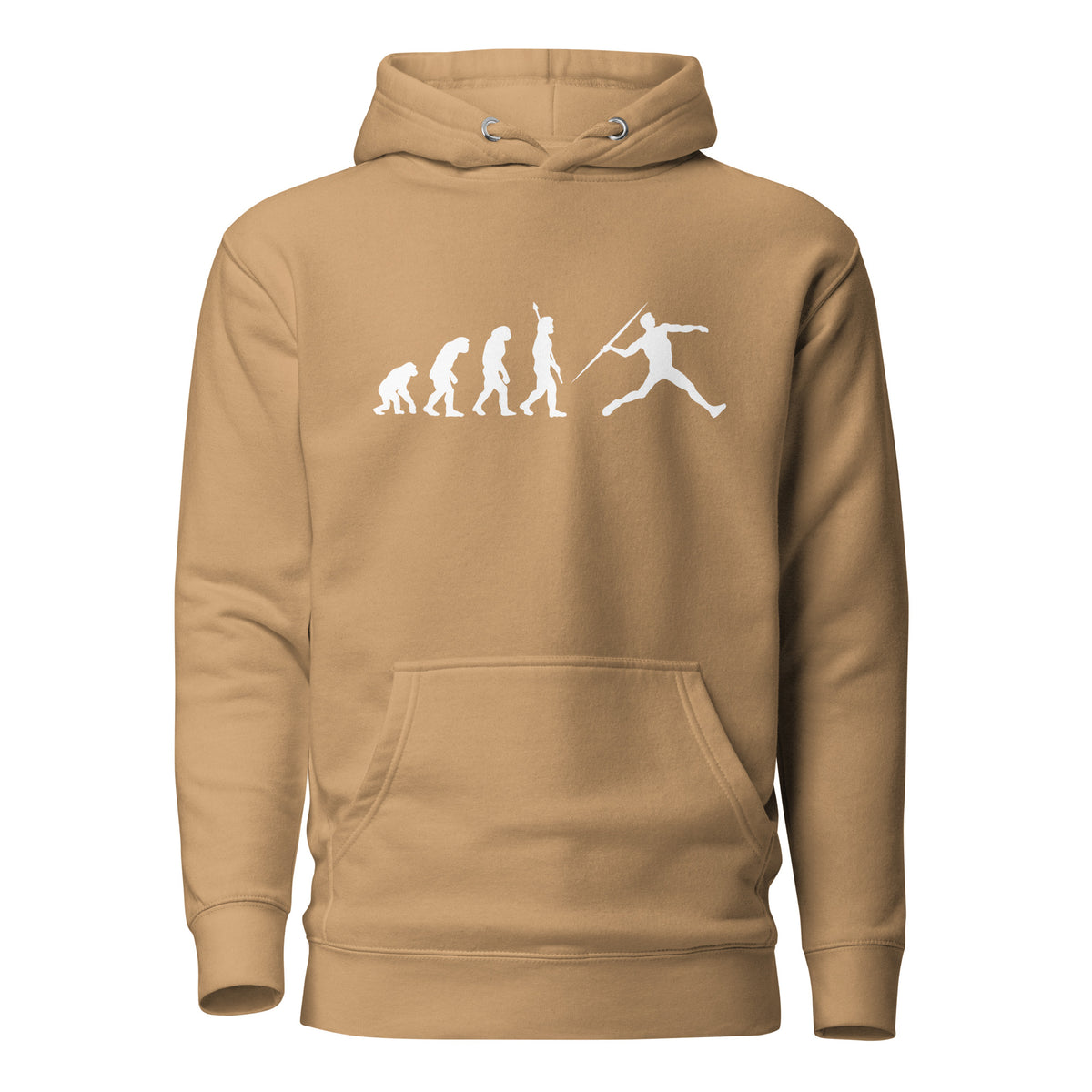 Funny Javelin Throw Hoodie: Human Evolution khaki