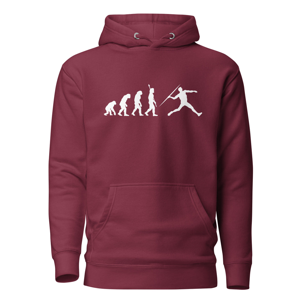 Funny Javelin Throw Hoodie: Human Evolution maroon