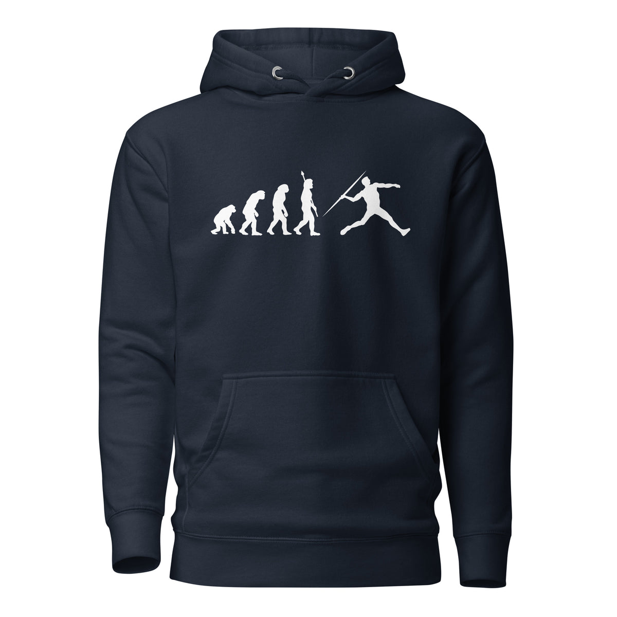 Funny Javelin Throw Hoodie: Human Evolution navy blazer