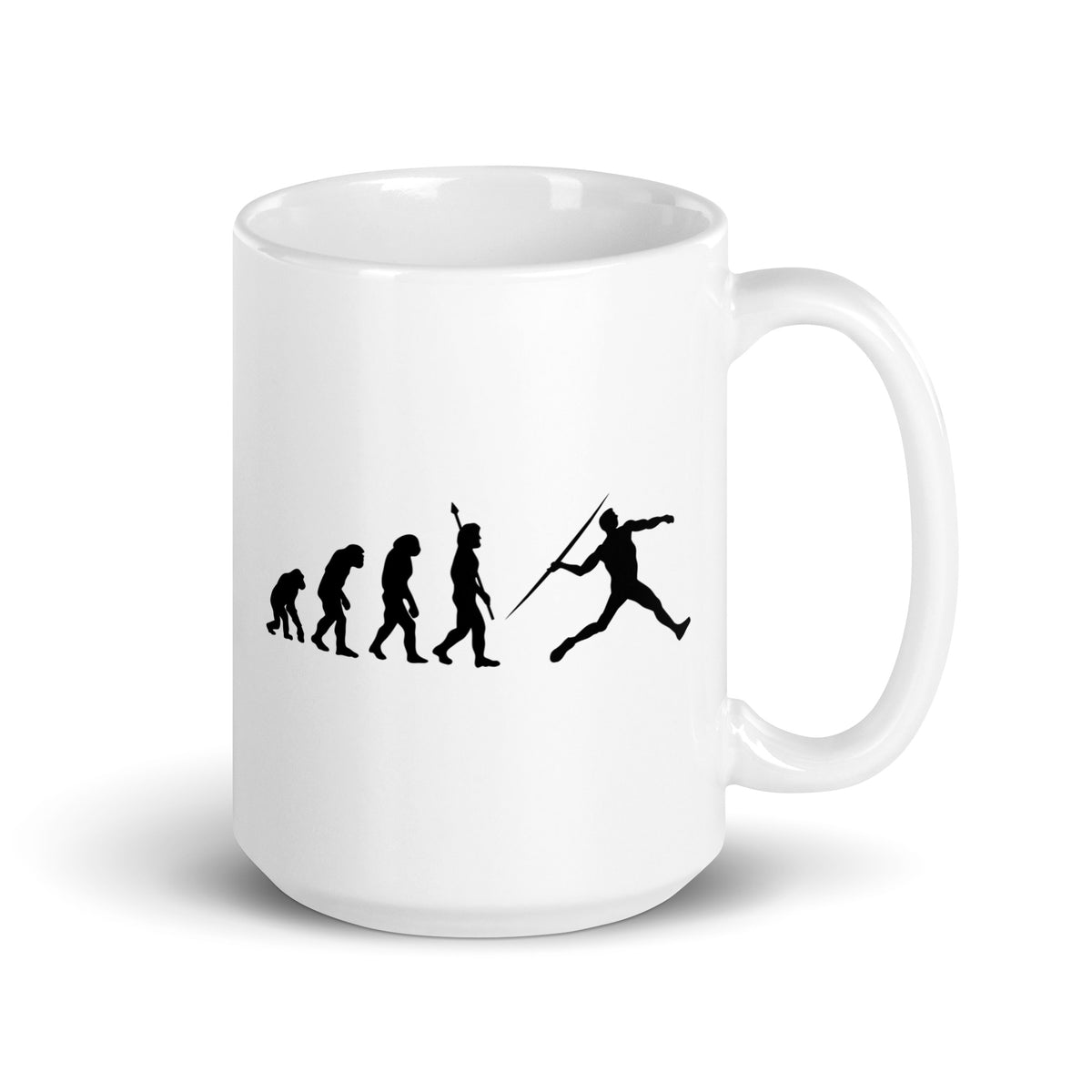Funny Javelin Throw Mug: Human Evolution 15 oz