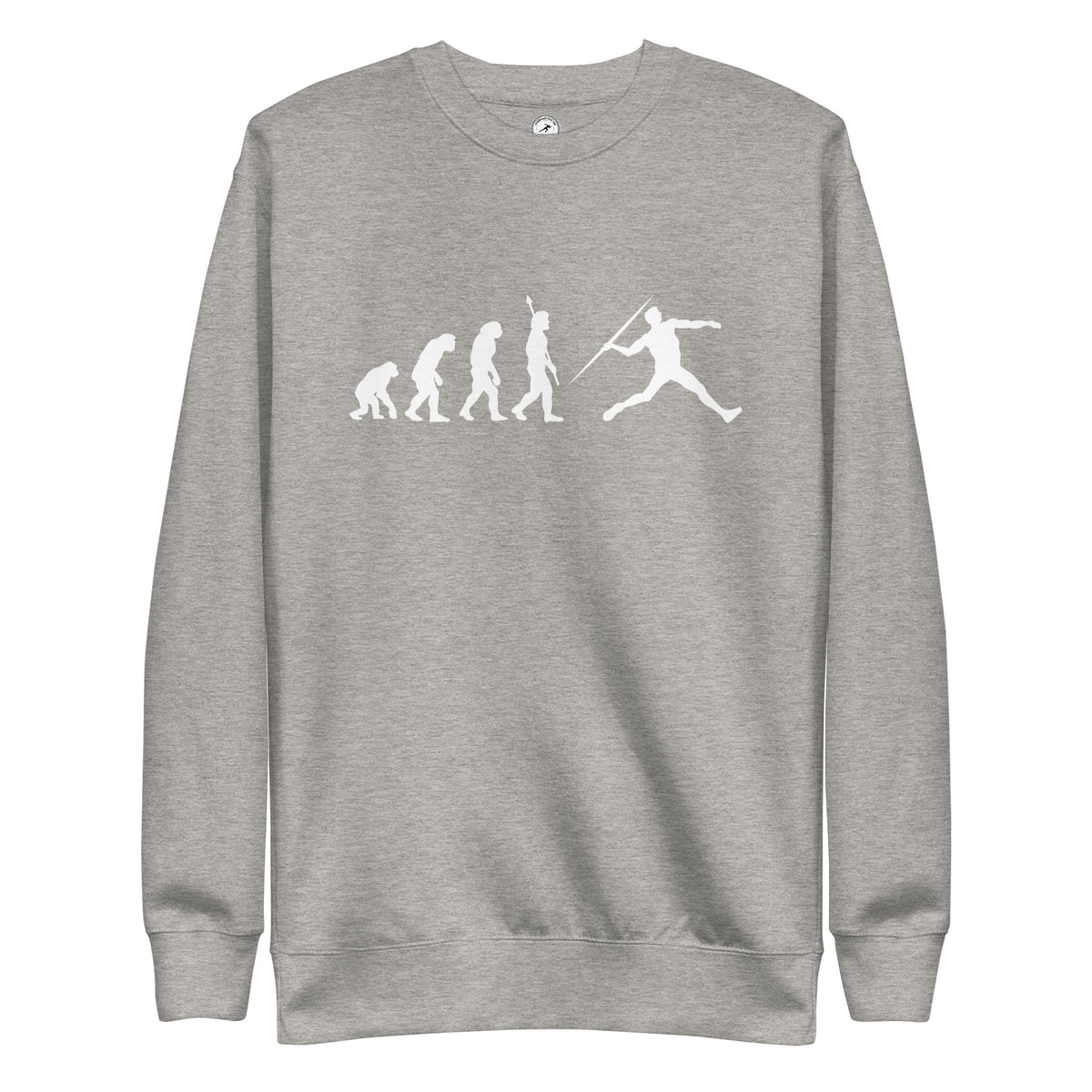 Funny Javelin Throw Sweatshirt: Human Evolution carbon grey