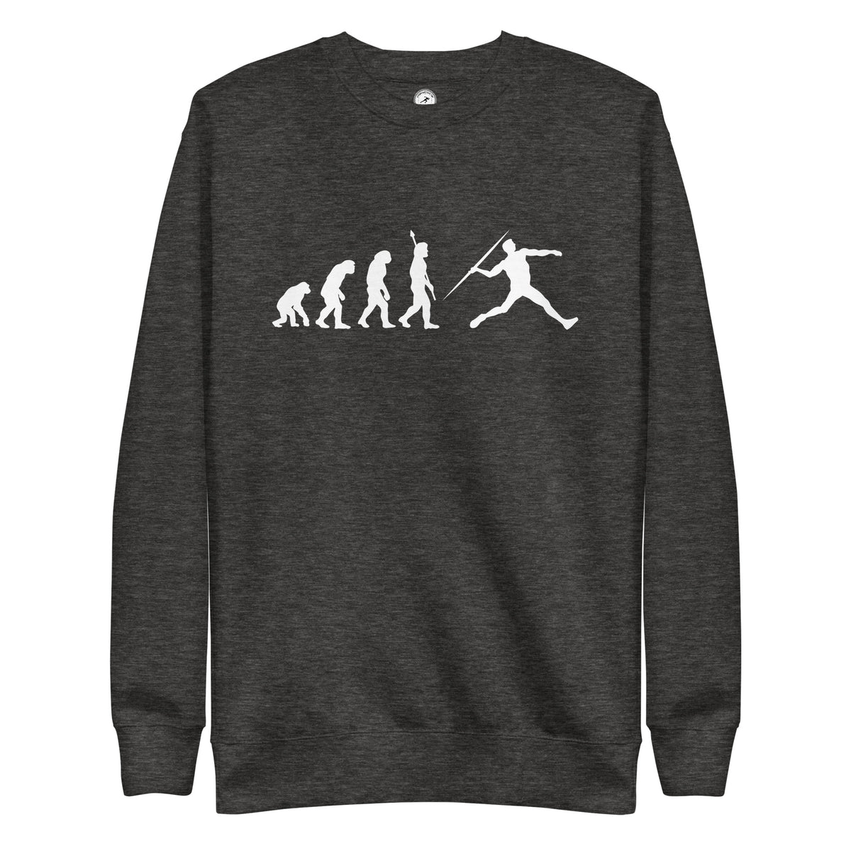 Funny Javelin Throw Sweatshirt: Human Evolution charcoal heather