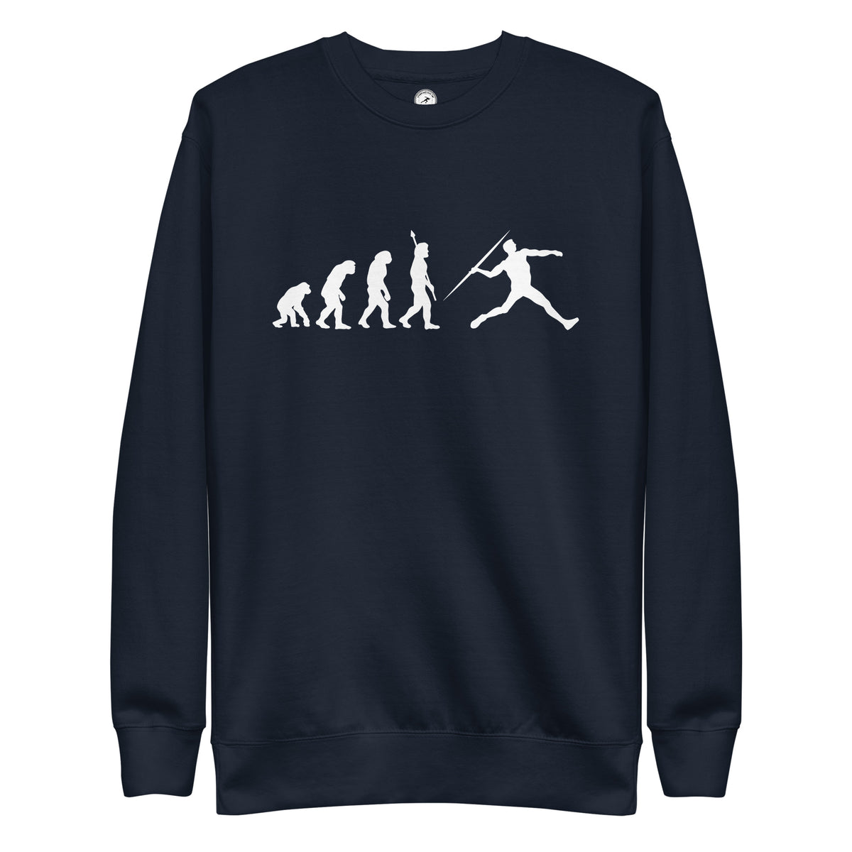 Funny Javelin Throw Sweatshirt: Human Evolution navy blazer