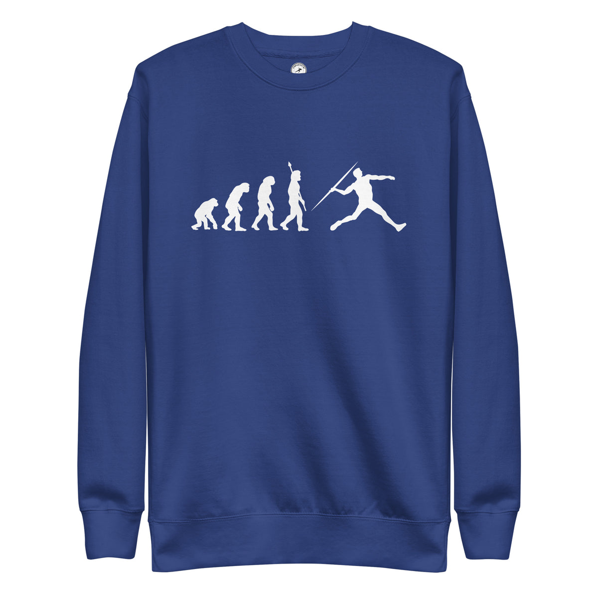 Funny Javelin Throw Sweatshirt: Human Evolution team royal