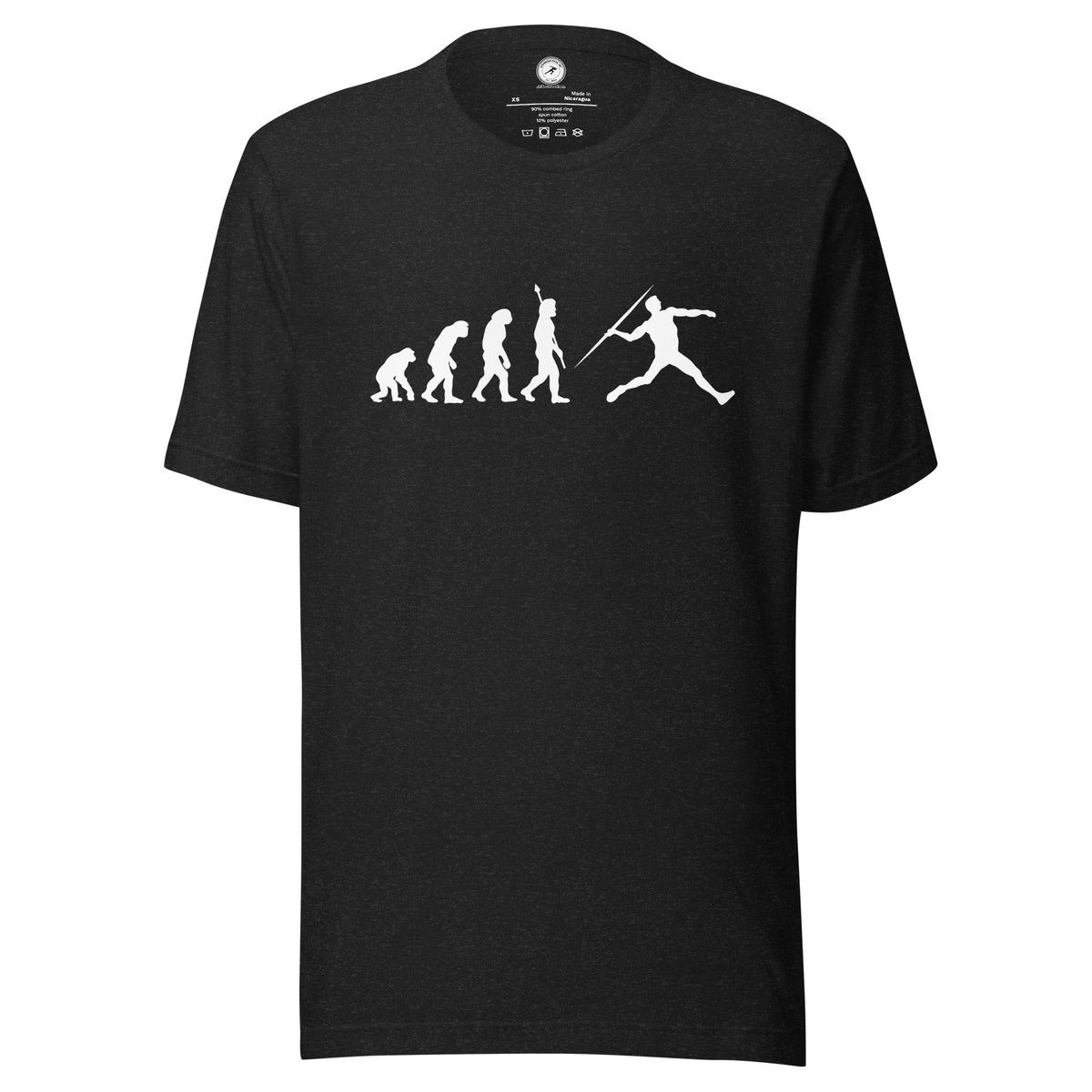 Funny Javelin Throw T-shirt: Human Evolution black heather