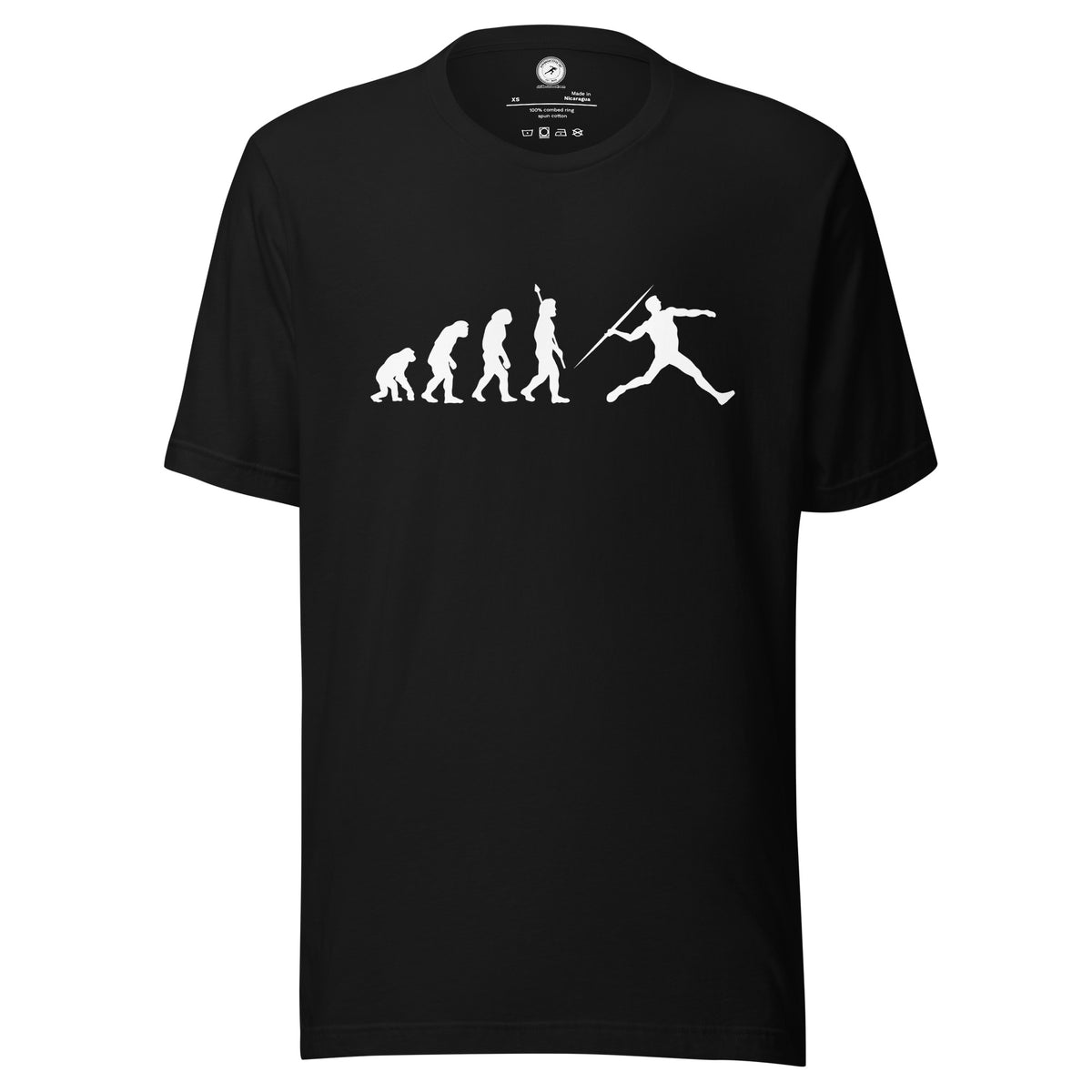 Funny Javelin Throw T-shirt: Human Evolution black