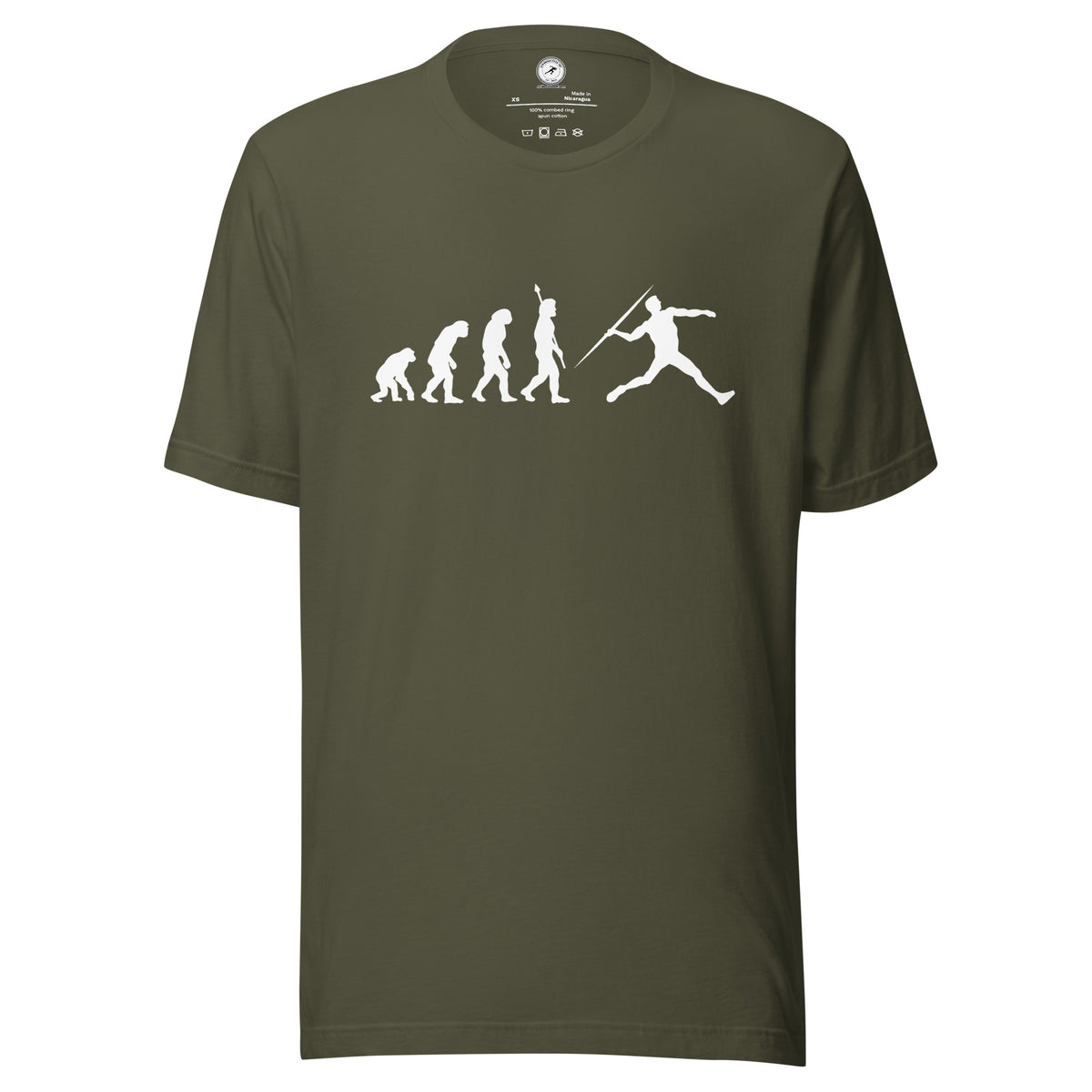 Funny Javelin Throw T-shirt: Human Evolution military green