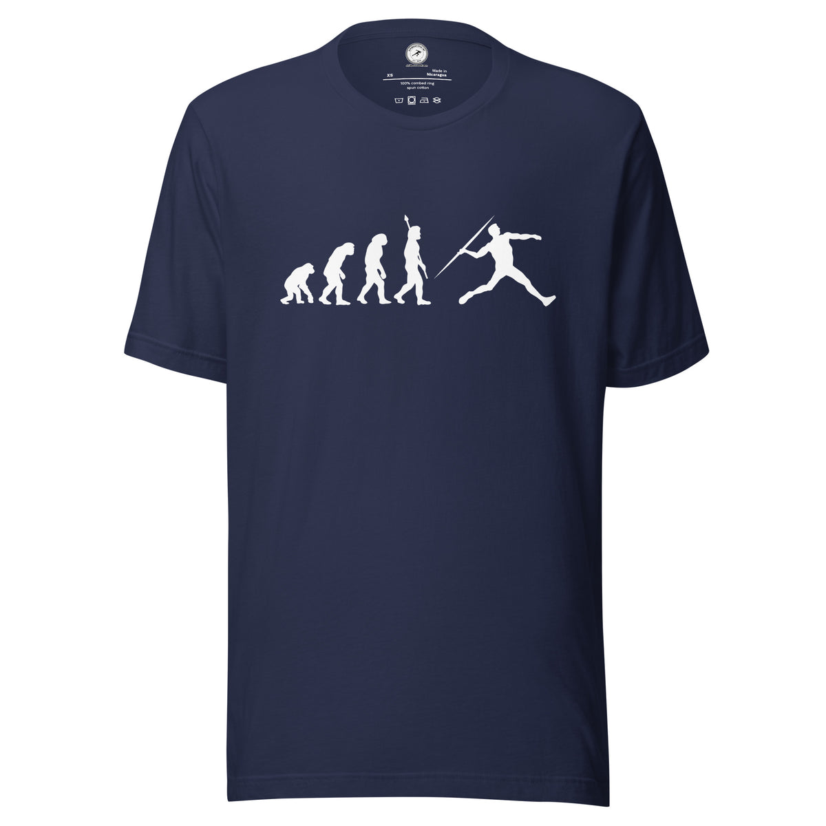 Funny Javelin Throw T-shirt: Human Evolution navy