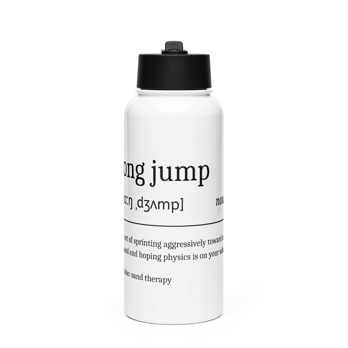 Funny Long Jump Water Bottle: Dictionary Definition front
