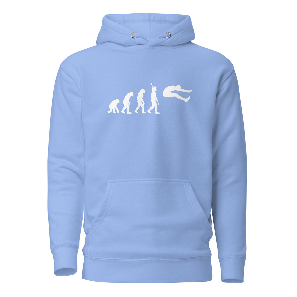 Funny Long Jump Hoodie: Human Evolution carolina blue