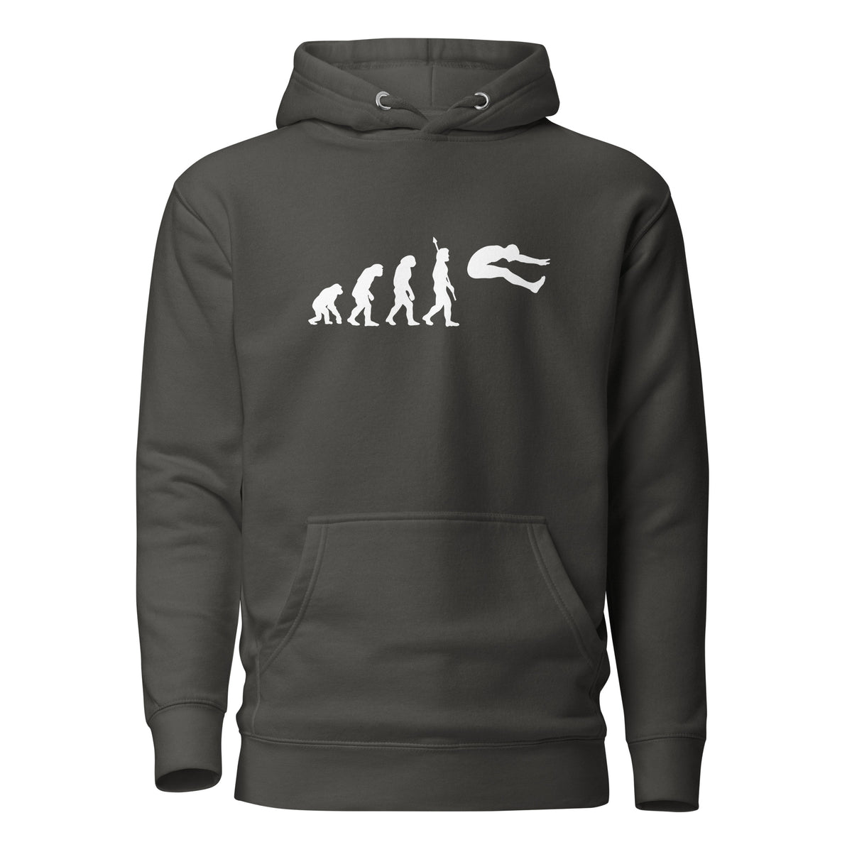 Funny Long Jump Hoodie: Human Evolution vintage black