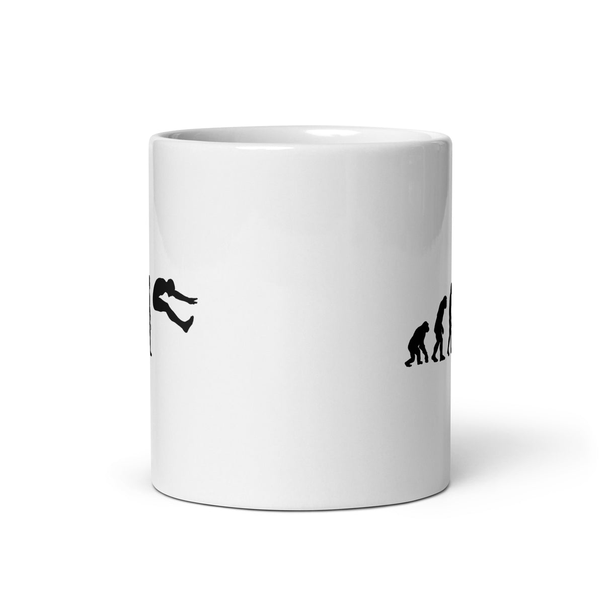 Funny Long Jump Mug: Human Evolution 11 oz 