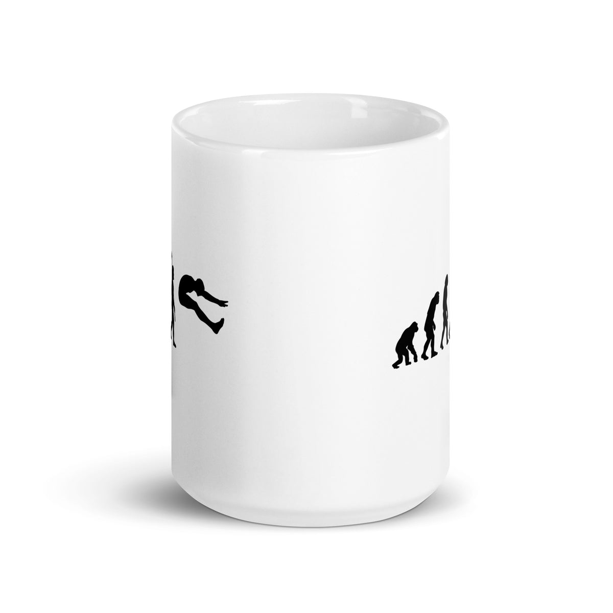 Funny Long Jump Mug: Human Evolution 15 oz