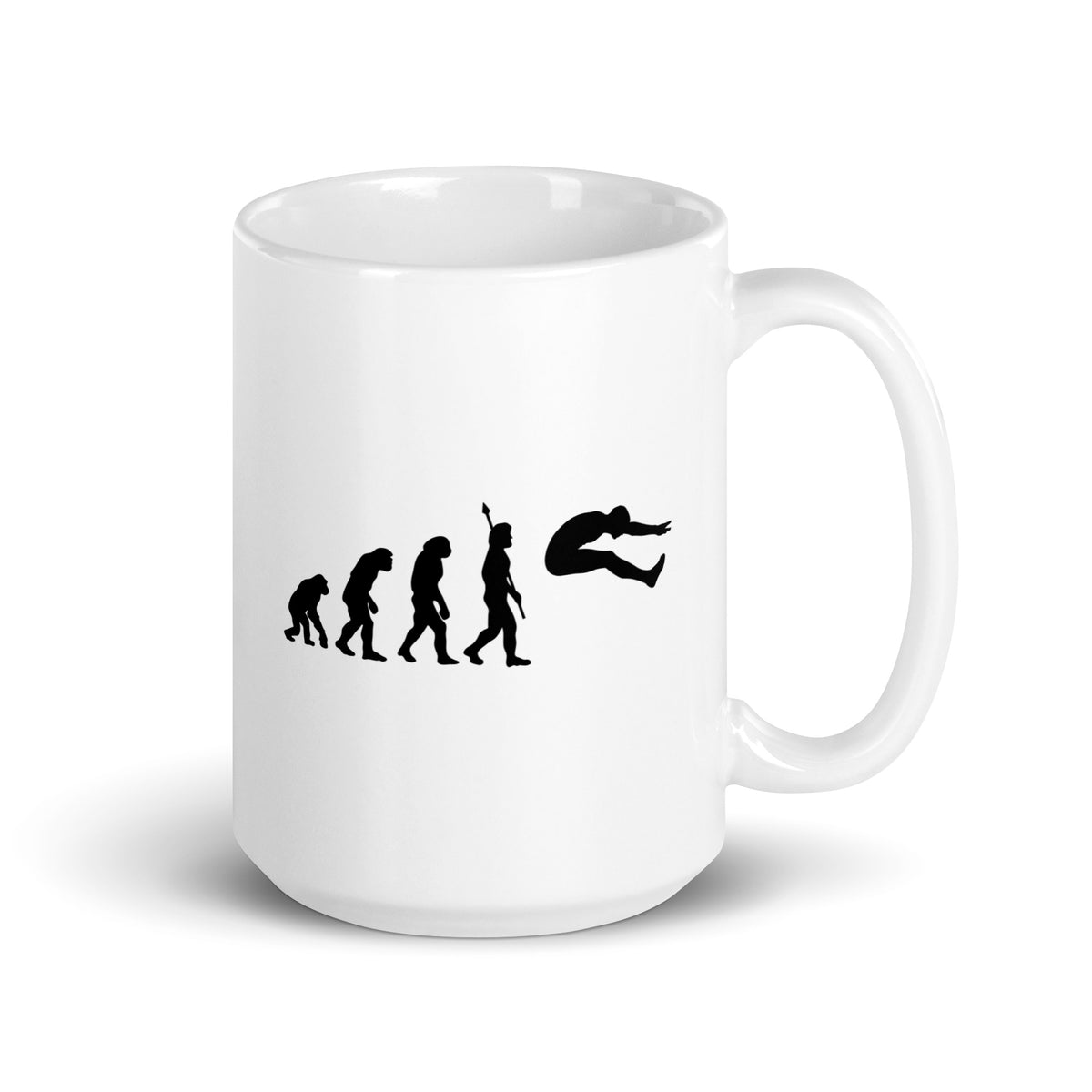 Funny Long Jump Mug: Human Evolution 15 oz
