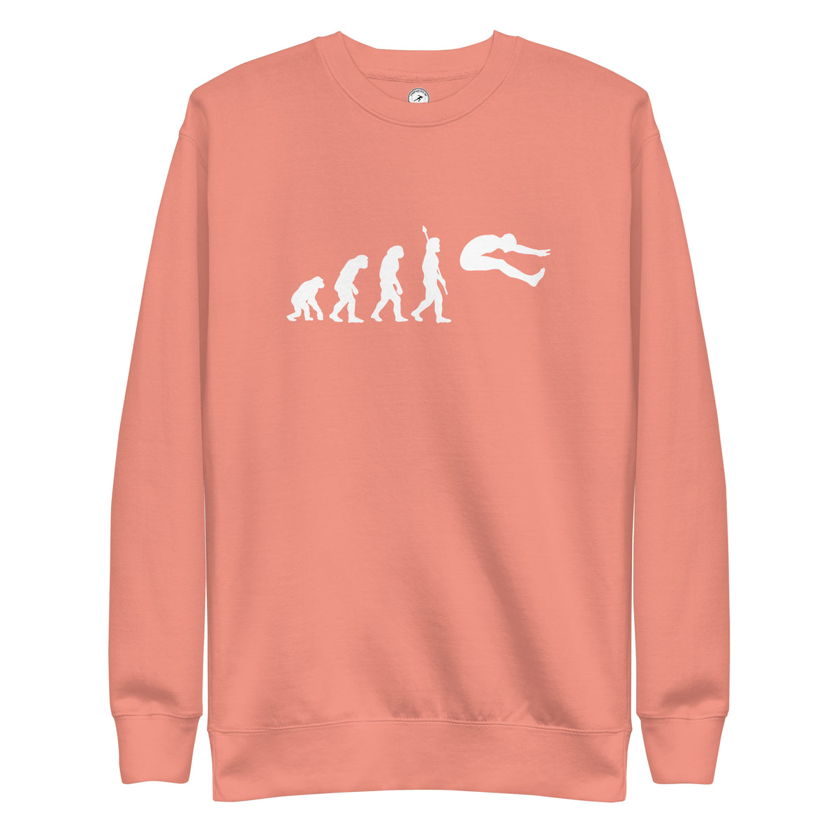 Funny Long Jump Sweatshirt: Human Evolution dusty rose