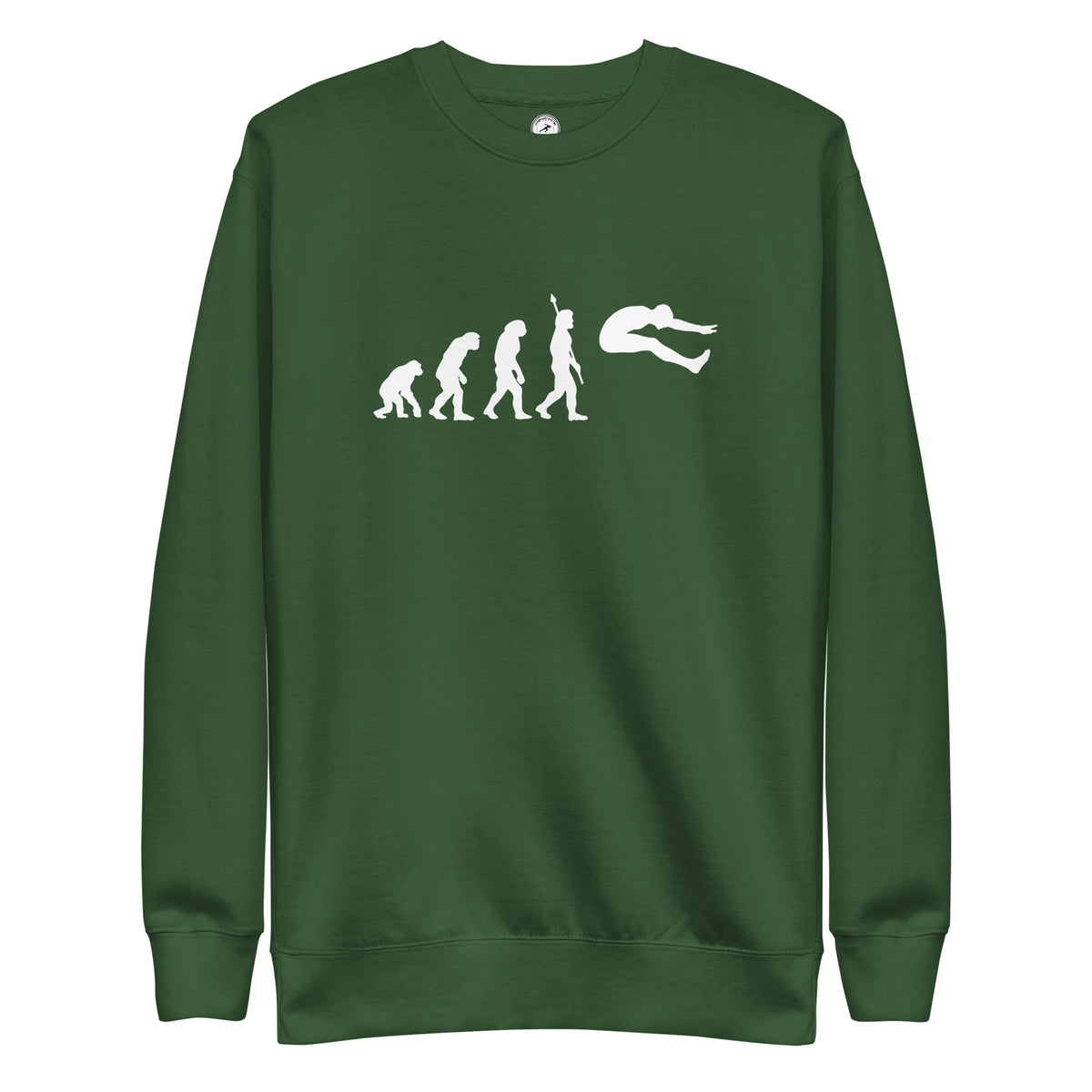 Funny Long Jump Sweatshirt: Human Evolution forest green