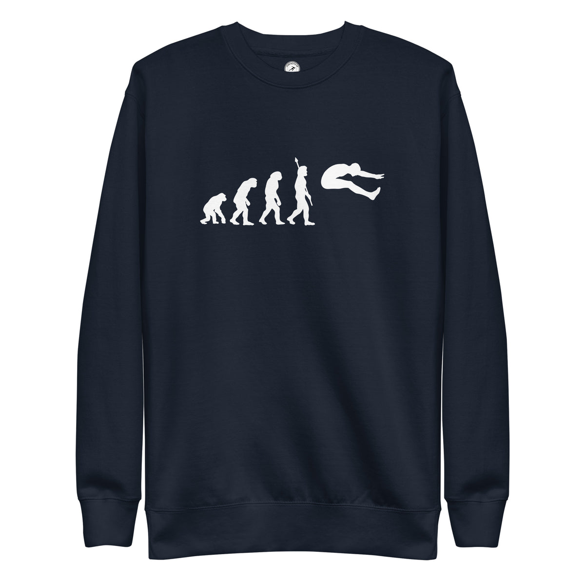 Funny Long Jump Sweatshirt: Human Evolution navy blazer