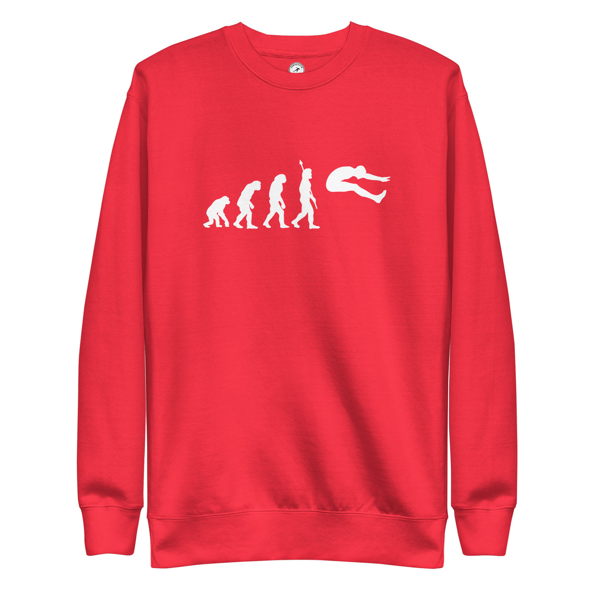 Funny Long Jump Sweatshirt: Human Evolution team red