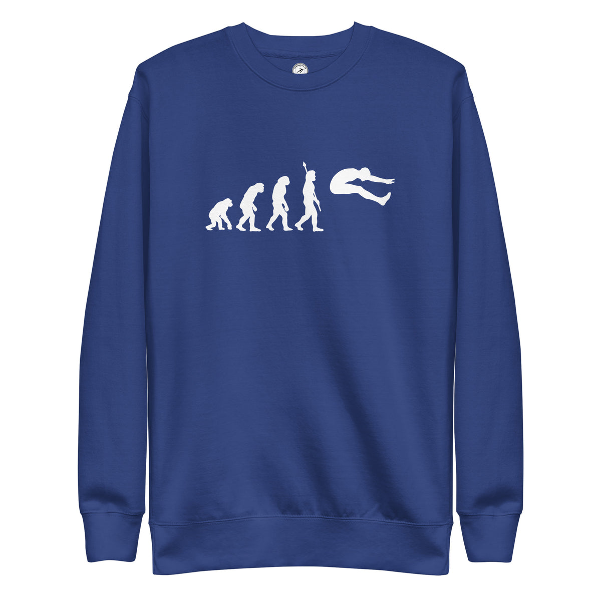 Funny Long Jump Sweatshirt: Human Evolution team royal