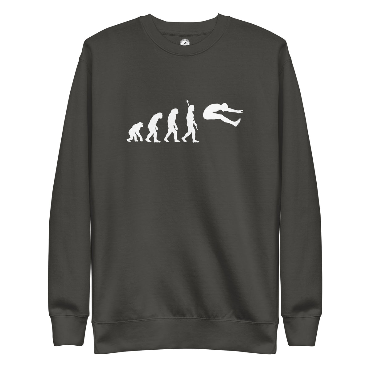Funny Long Jump Sweatshirt: Human Evolution vintage black