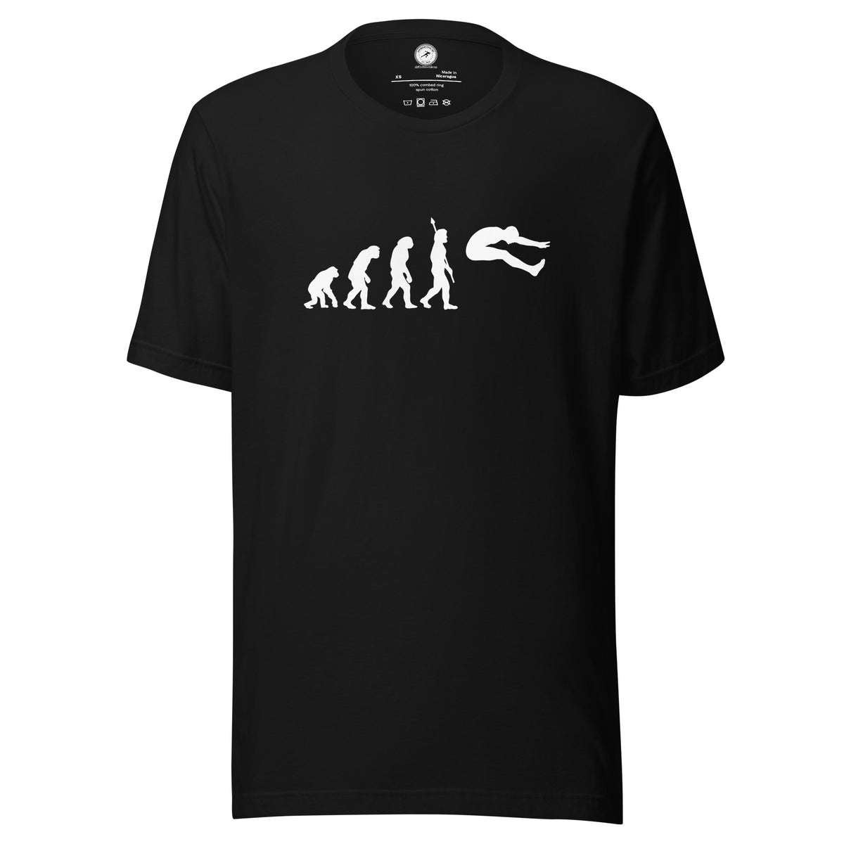 Funny Long Jump T-shirt: Human Evolution black