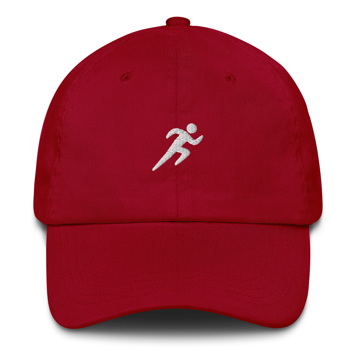 Minimalist Running Cap: Embroidered Runner cranberry