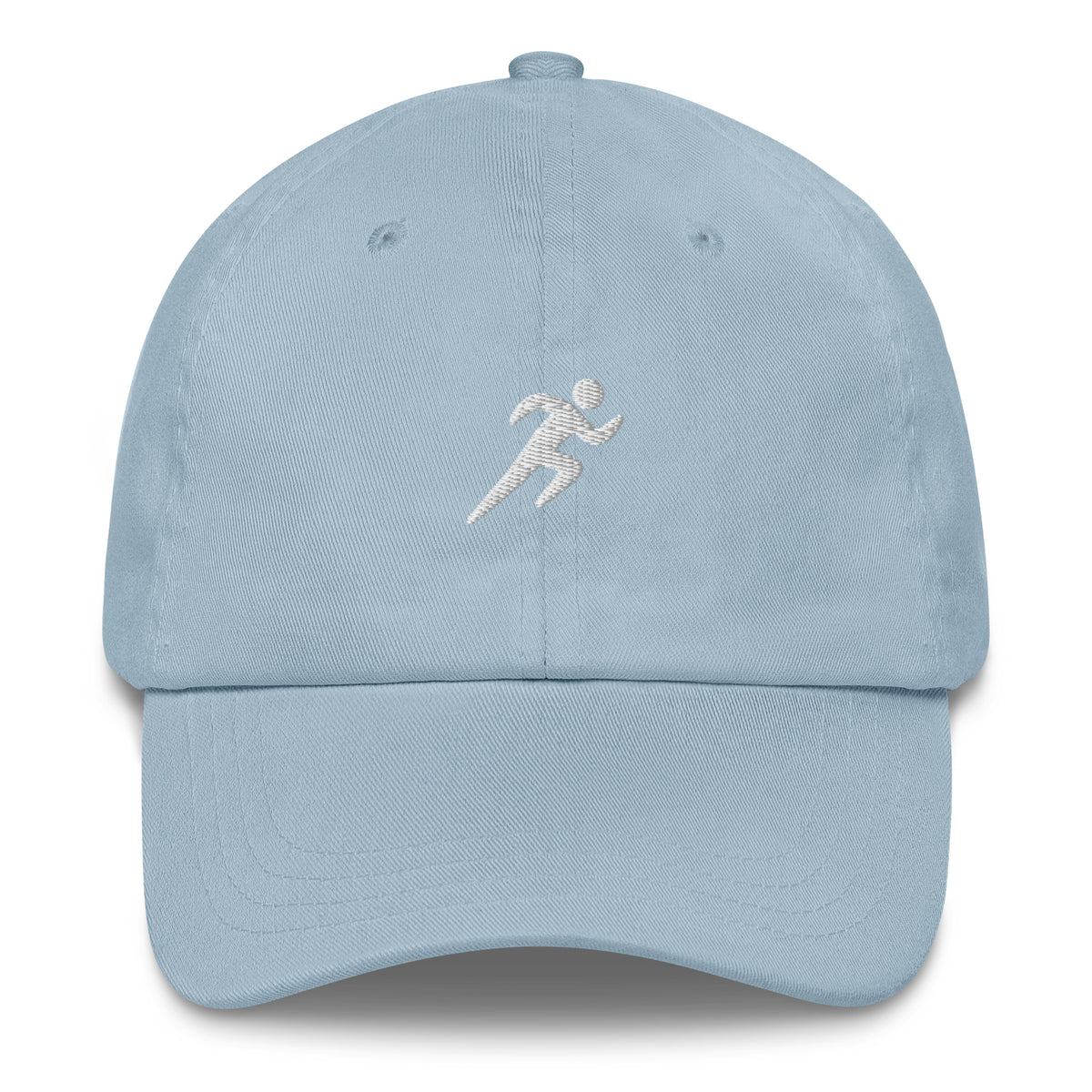 Minimalist Running Cap: Embroidered Runner light blue