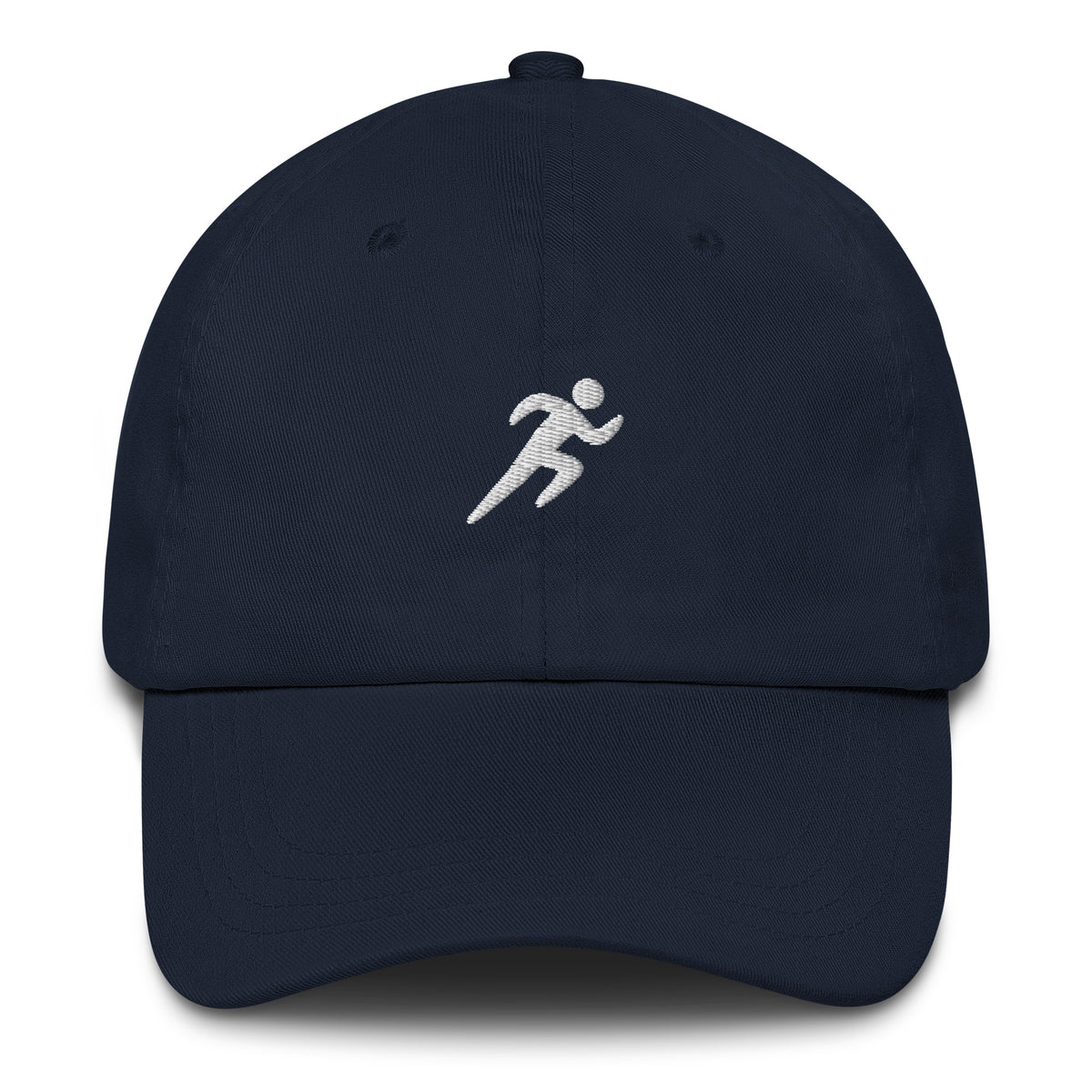 Minimalist Running Cap: Embroidered Runner navy