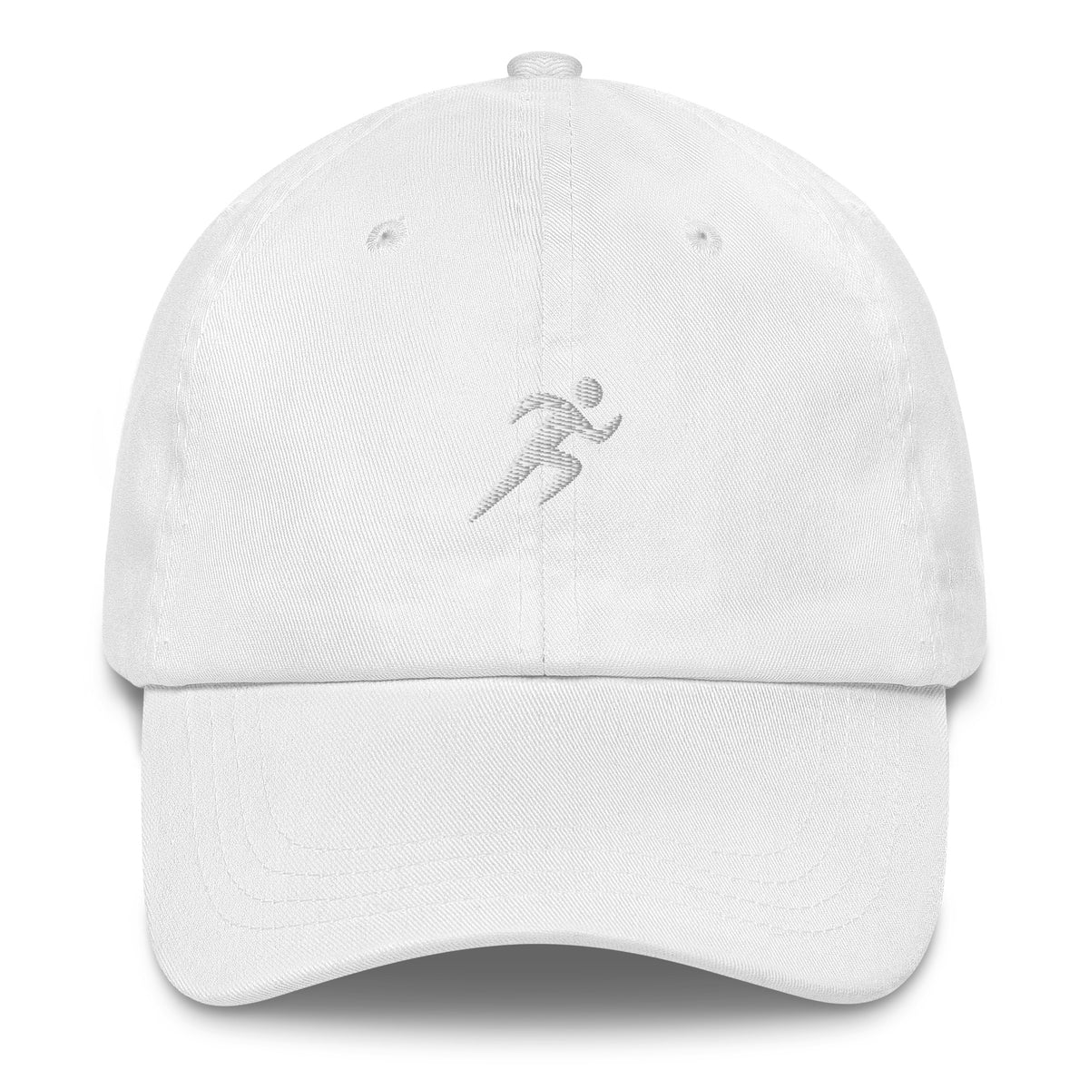 Minimalist Running Cap: Embroidered Runner white