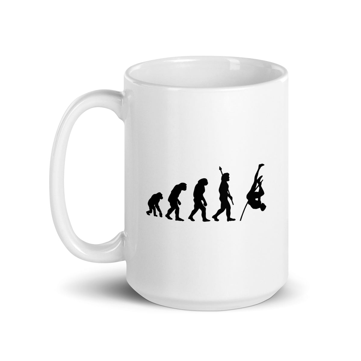 Funny Pole Vault Mug: Human Evolution 15 oz