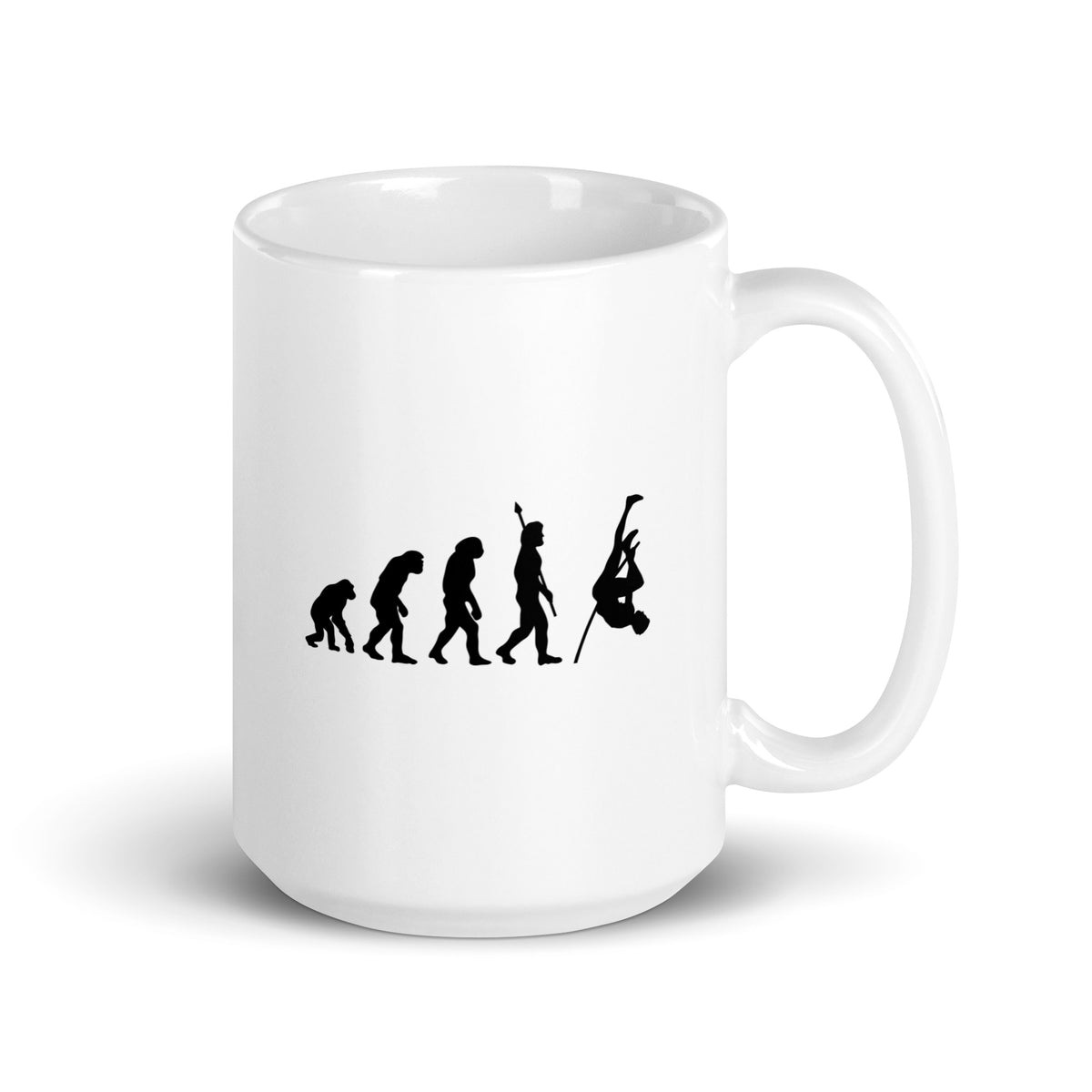 Funny Pole Vault Mug: Human Evolution 15 oz