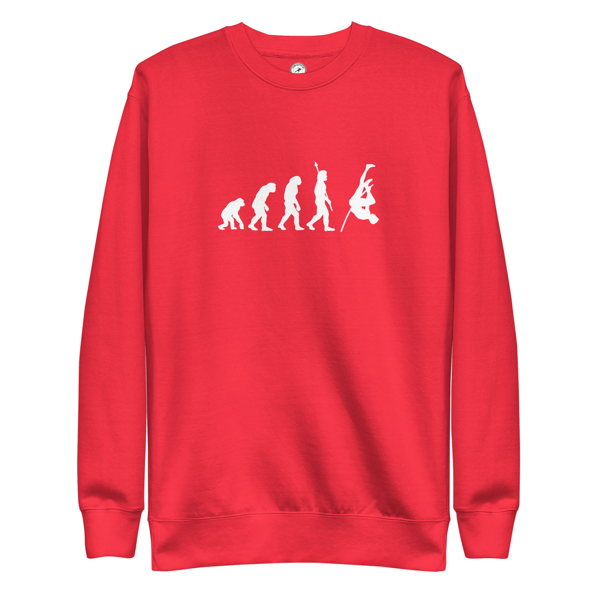 Funny Pole Vault Sweatshirt: Human Evolution team red