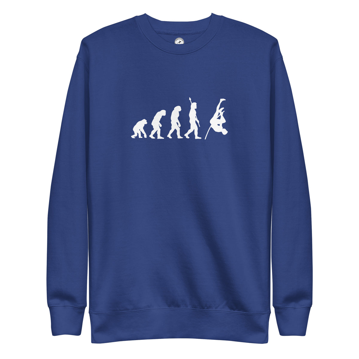Funny Pole Vault Sweatshirt: Human Evolution team royal