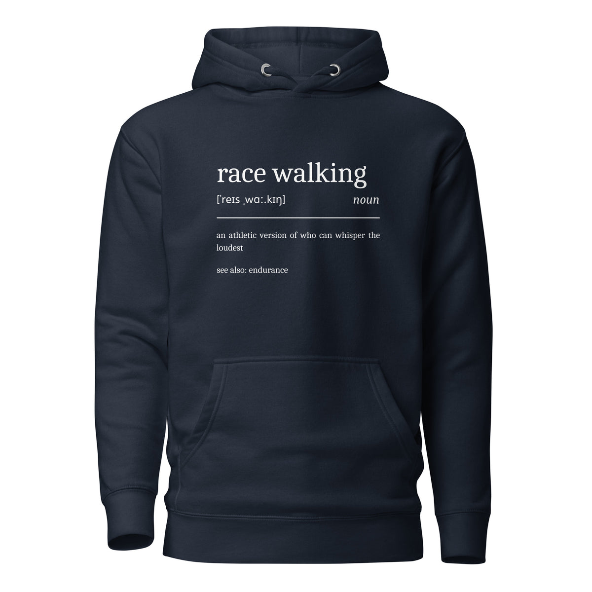 Funny Race Walking Hoodie: Dictionary Definition navy blazer