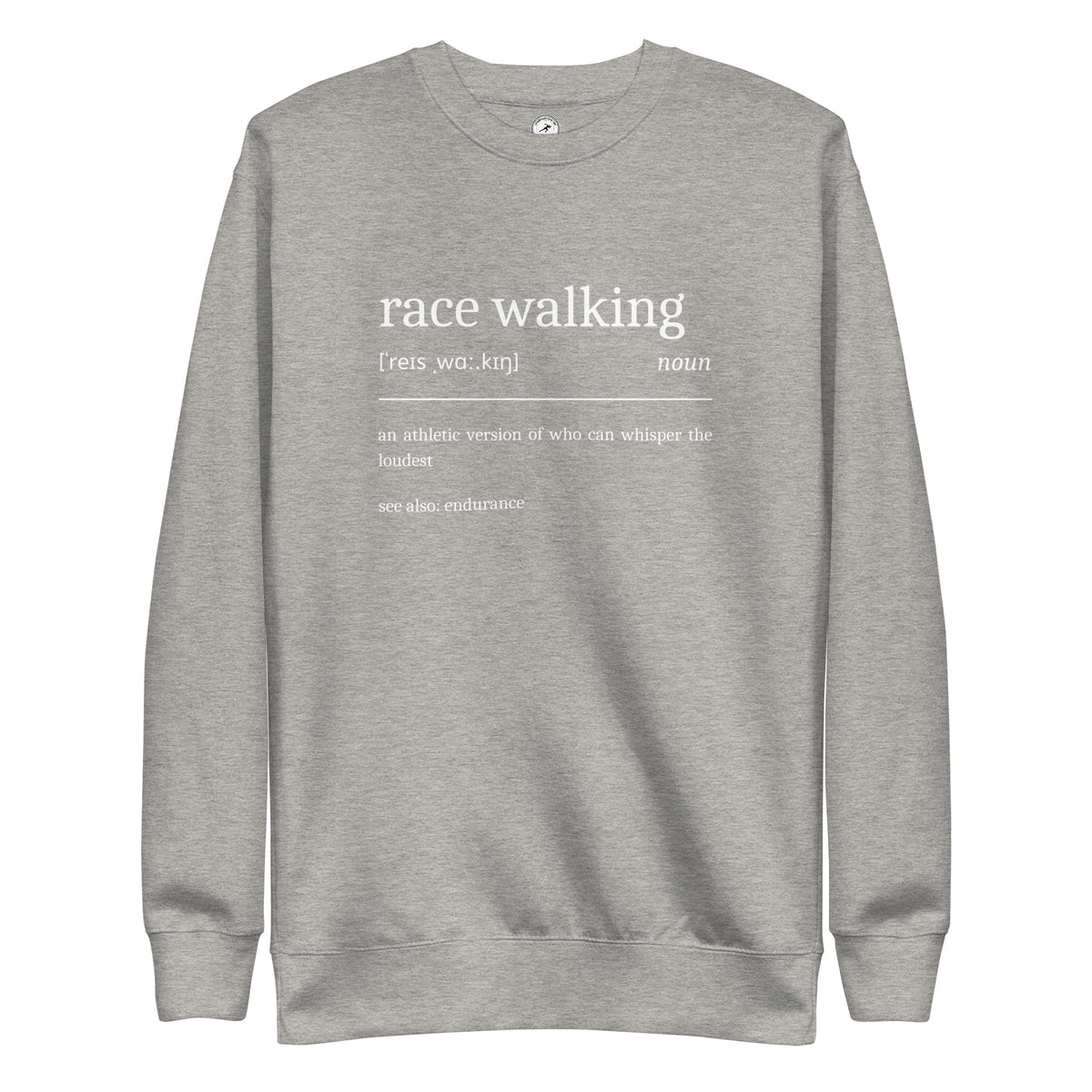 Funny Race Walking Sweatshirt: Dictionary Definition carbon grey
