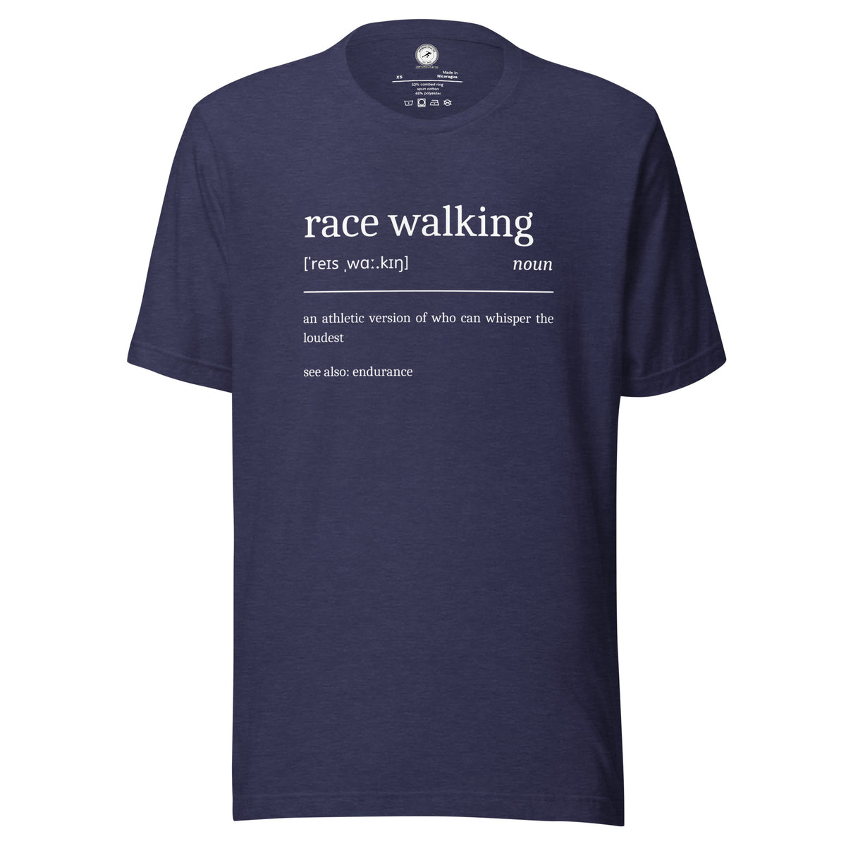 Funny Race Walking T-shirt: Dictionary Definition heather midnight navy